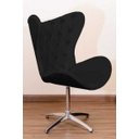 Ver imagem 2 de Poltrona Decorativa Egg Pé Giratório de Alumínio Capitonê:preto