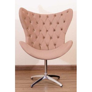 Poltrona Decorativa Egg Pé Giratório de Alumínio Capitonê:rosa