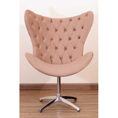 Poltrona Decorativa Egg Pé Giratório de Alumínio Capitonê:rosa