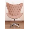 Poltrona Decorativa Egg Pé Giratório de Alumínio Capitonê:rosa - 1