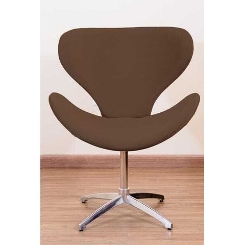 Poltrona Decorativa Swan Pé Giratório de Alumínio:marrom