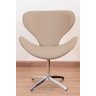 Poltrona Decorativa Swan Pé Giratório de Alumínio:bege - 1