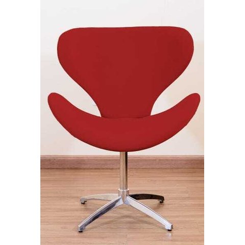 Poltrona Decorativa Swan Pé Giratório de Alumínio:vermelho