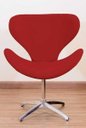 Ver imagem 1 de Poltrona Decorativa Swan Pé Giratório de Alumínio:vermelho