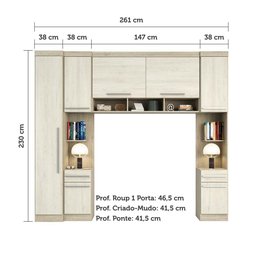 Guarda Roupa Modulado Casal 7 Portas 2 Gavetas com Armario Ponte 147cm Master Luciane Móveis - 4
