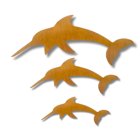 Quadro Peixes Golfinho Madeira Maciça Decorativo Envernizado