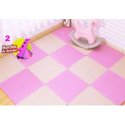 KIT 8 Tatame Tapete Eva rosa Bebe Infantil 50X50x1cm MENINAS - 2