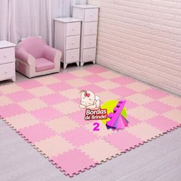 KIT 8 Tatame Tapete Eva rosa Bebe Infantil 50X50x1cm MENINAS - 3