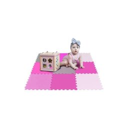 KIT 8 Tatame Tapete Eva rosa Bebe Infantil 50X50x1cm MENINAS - 1
