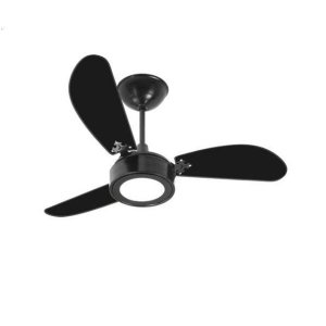 Ventilador de Teto Light LED New Light LED Preto (Led 12W) 6000K 3 Pás MDF Preto/Tabaco - 220V - Pre