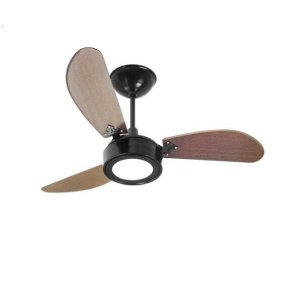Ventilador de Teto Light LED New Light LED Preto (Led 12W) 6000K 3 Pás MDF Preto/Tabaco - 110V - Tab