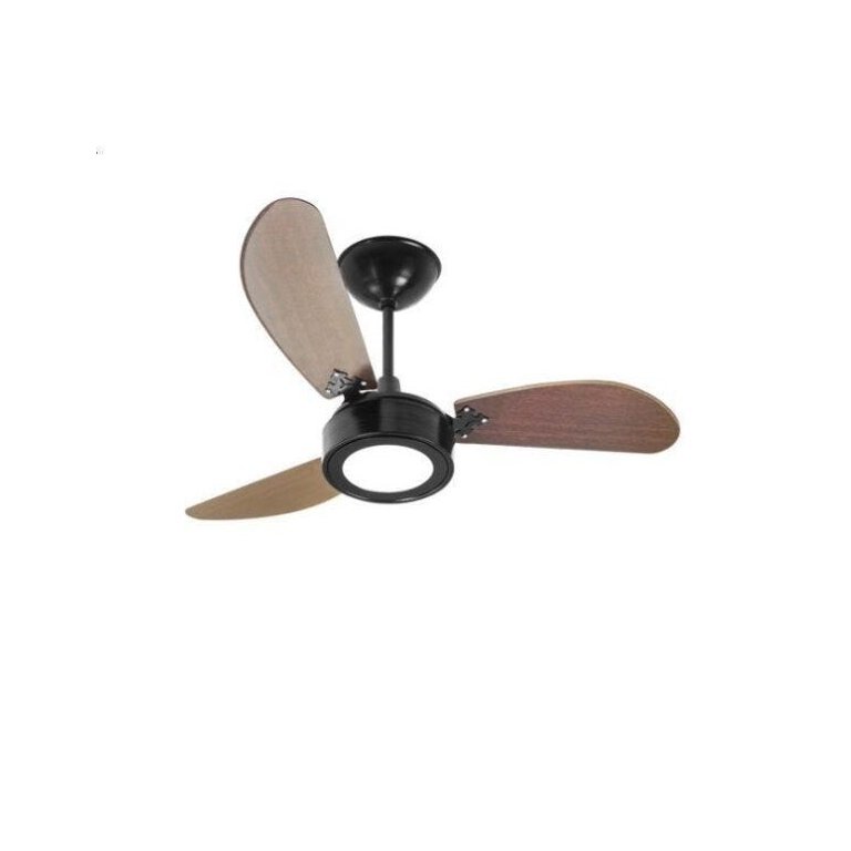 Ventilador de Teto Light LED New Light LED Preto (Led 12W) 6000K 3 Pás MDF Preto/Tabaco - 110V - Tab