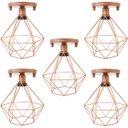 Ver imagem 1 de 5 Lustres Teto Plafon Industrial Aramado Diamante Retrô Luminária Sobrepor Vintage Cobre Rose