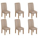 Ver imagem 1 de Conjunto Kit com 6 Cadeiras de Jantar Estofadas Ayla MDF Freijó Veludo Creme DJ Móveis