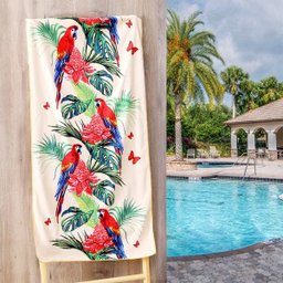 Toalha de Praia Aveludada Arara 140x70cm Realce Premium - 2