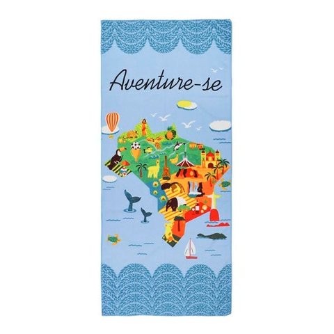 Toalha de Praia Aveludada Aventure 140x70cm Realce Premium