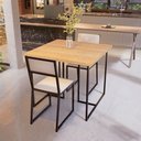 Ver imagem 4 de Conjunto Mesa de Jantar Quadrada Pinus 2 Cadeiras Preta Riviera Industrial Don Castro Decor Riviera