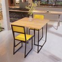 Ver imagem 3 de Conjunto Mesa de Jantar Quadrada Pinus 2 Cadeiras Preta Riviera Industrial Don Castro Decor Riviera