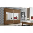 Ver imagem 1 de Guarda Roupa Casal Cadenza 2 Porta Correr 6 Gavetas com Espelho 100% Mdf Castanho Fenix