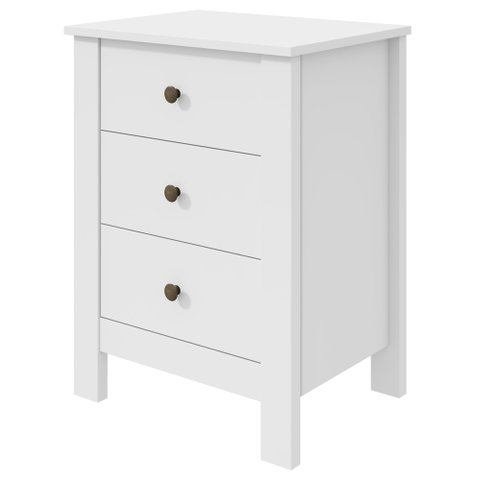 Mesa de Cabeceira 3 Gavetas Maggiore New - Lopas Branco