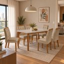 Ver imagem 1 de Conjunto de Mesa de Jantar Dublin 180 Tp MDF Laminado Canto Copo 6 Cadeiras Valentina