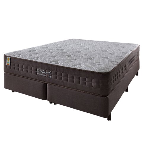 Cama Box Queen Marrom + Colchão Molas Ensacadas Orlando 158x198x67cm