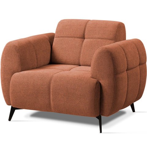 Poltrona para Sala e Escritório Decorativa Pés Metal Kania Linho Terracota