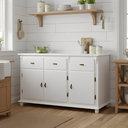 Ver imagem 1 de Balcão de Cozinha 631 Branco Laca com 3 Portas, 3 Gavetas e Pés Torneados