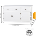 Ver imagem 4 de Balcão de Cozinha 631 Branco Laca com 3 Portas, 3 Gavetas e Pés Torneados