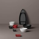 Ver imagem 3 de Kit 6 Barcas Sushi Comida Japonesa Oriental 27,5x13cm Plástica Divisórias Preto Uno Coza
