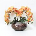 Ver imagem 1 de Arranjo Grande 4 Flores Orquídeas Artificial Coral Vaso Vidro