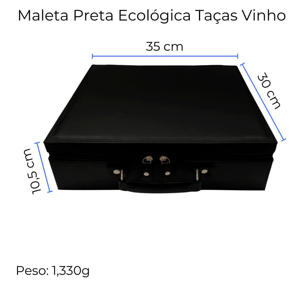 Maleta Preta Ecológica com 2 Taças para Vinho - 6