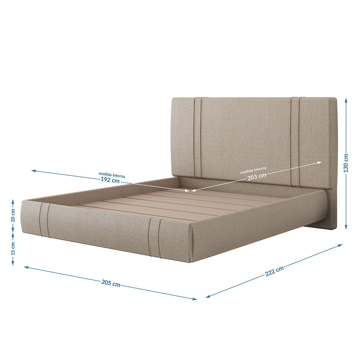 Cama Flutuante Star King em Linho Sky Box Bege - 5