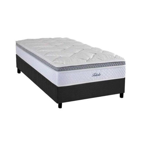 Cama Box Solteiro: Colchão Molas Herval MasterPocket Ensacadas Toledo + Base CRC Suede Cinza(88x188