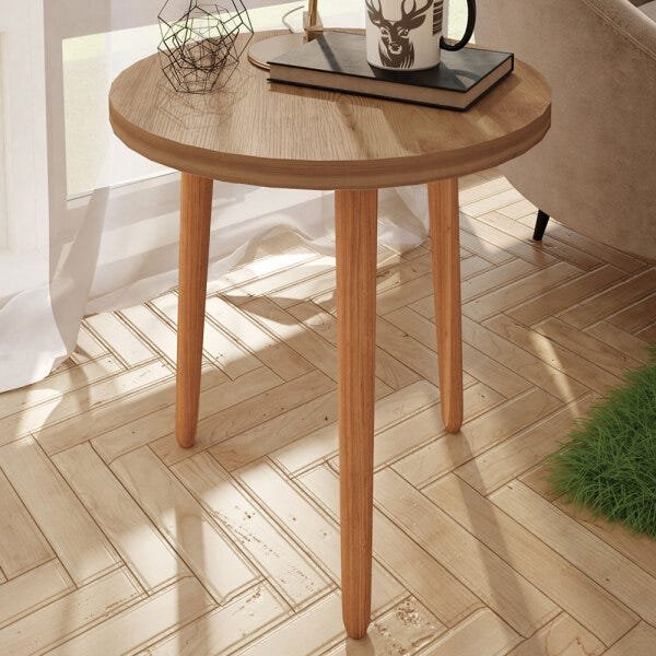 Mesa Lateral Redonda 47,5 Trio Pé Palito Buriti - 2