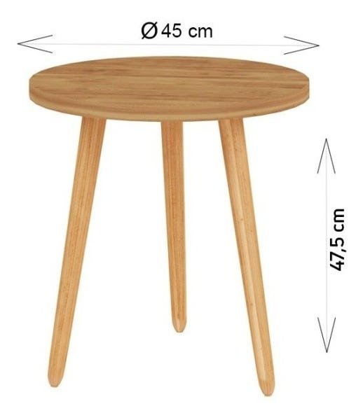 Mesa Lateral Redonda 47,5 Trio Pé Palito Buriti - 4