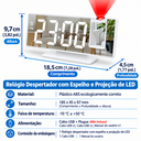 Ver imagem 5 de Relógio Despertador Digital LED com Espelho, Projeção de Hora