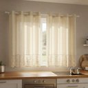Ver imagem 1 de Cortina Valência 2,60x1,50 Tecido/Renda Cozinha - Champagne