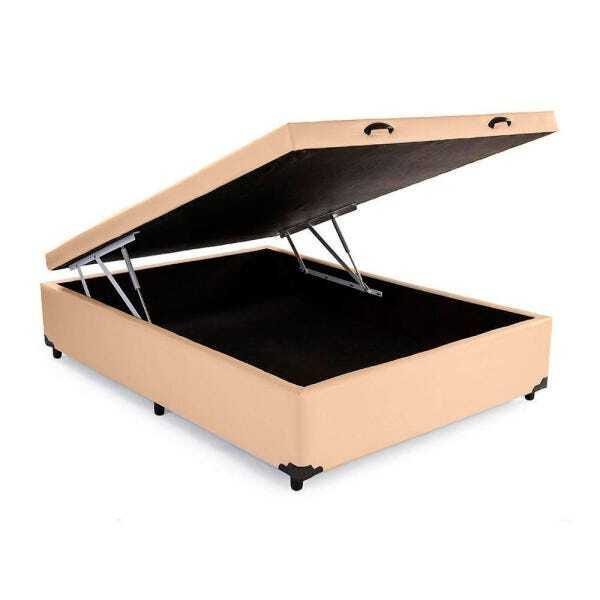 Base Box Baú Casal Belos Sonhos Sintético Bege 49x138x188 - 1