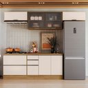 Ver imagem 1 de Composição de Cozinha Etna com Balcão 80cm para Cooktop e Aéreo 120cm Vidro Poliman Móveis