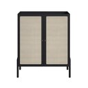 Ver imagem 4 de Armário Cristaleira Bar 2 Portas 93cm Palhinha Pé Madeira Oslo Artesano | Nero