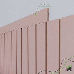 Eva Rodapé Acabamento Painel Ripado Laminado 2,5m Play Rosa+ - 3
