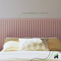 Eva Rodapé Acabamento Painel Ripado Laminado 2,5m Play Rosa+ - 5
