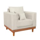 Ver imagem 6 de Kit 2 Poltronas Living + Sofá 3 Lugares Base Madeira Suede Bege