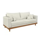 Ver imagem 2 de Kit 2 Poltronas Living + Sofá 3 Lugares Base Madeira Suede Bege