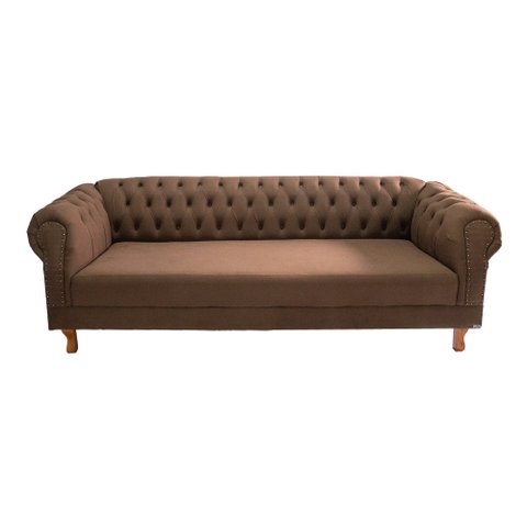 Sofá Chesterfield Capitone Duque Marrom 1,80cm