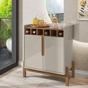 Ver imagem 1 de Aparador Bar Lizz Adega para 6 Garrafas Pé de Madeira Maciça Off White/cedro