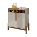 Ver imagem 3 de Aparador Bar Lizz Adega para 6 Garrafas Pé de Madeira Maciça Off White/cedro