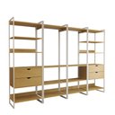 Ver imagem 2 de Guarda Roupa Aberto Industrial Casal Modulado Completo Canela Cabideiro com Gavetas Ferro Branco
