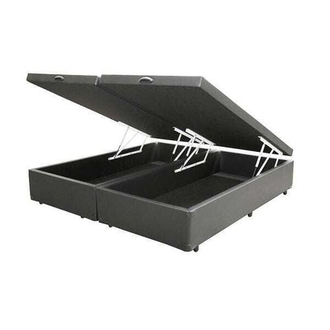 Base Box Baú Casal Bipartido Belos Sonhos Sintético Cinza 41x138x188